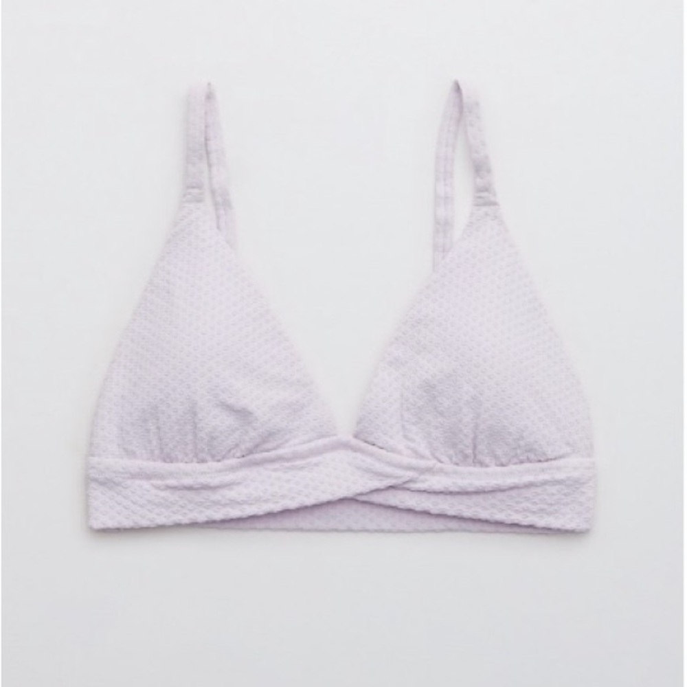 Aerie Lavender Textured bikini top and bottoms